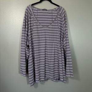 Bloomchic Gray Striped Casual Fit Long Sleeve Top - Size 28 - Women's Plus Size